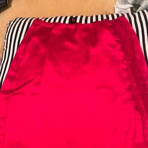 VS Satin Red Button-down Skirt